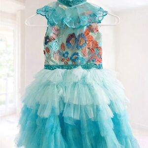 Floral Blue Kids custom formal dress.